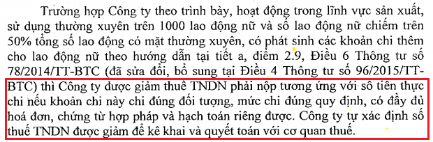 giảm thuế tndn doi voi dn su dung nhieu la dong nu